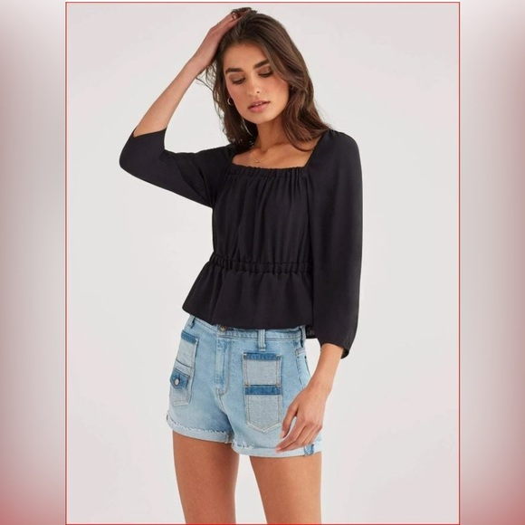 Women’s 7 FOR ALL MAN KIND blouse in black sz XL - Picture 3 of 7